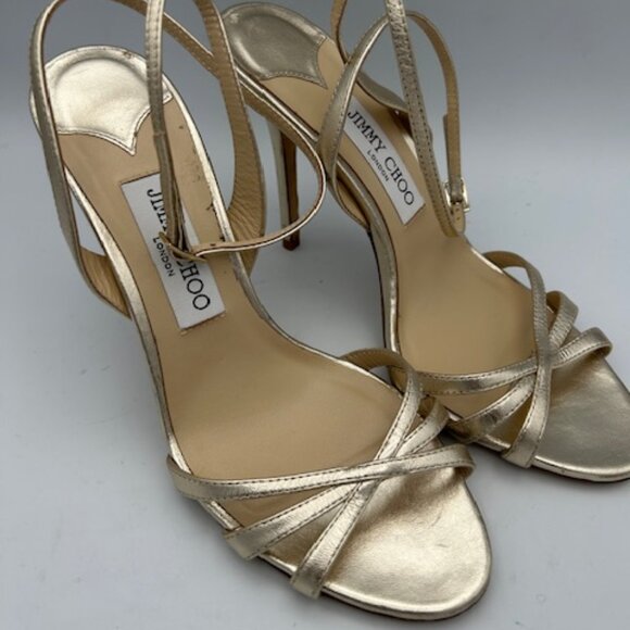 Jimmy Choo Dinda Heeled Open Toe Ankle Strap Sandals Size 39 US 9 - Picture 1 of 9